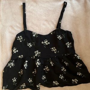 Hollister black floral top, extra small
